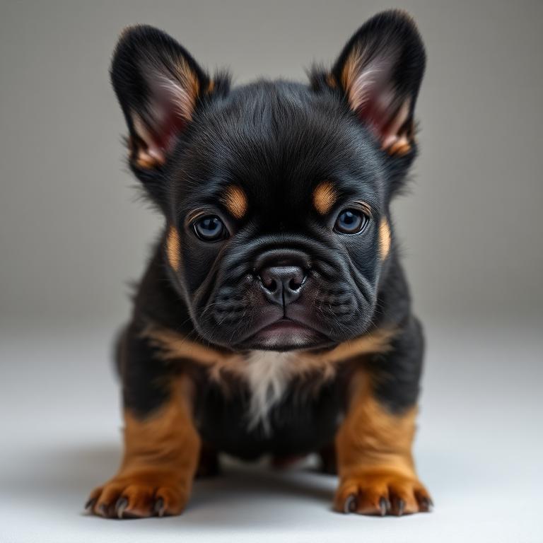 Bulldog Francés Fluffy Black and Tan